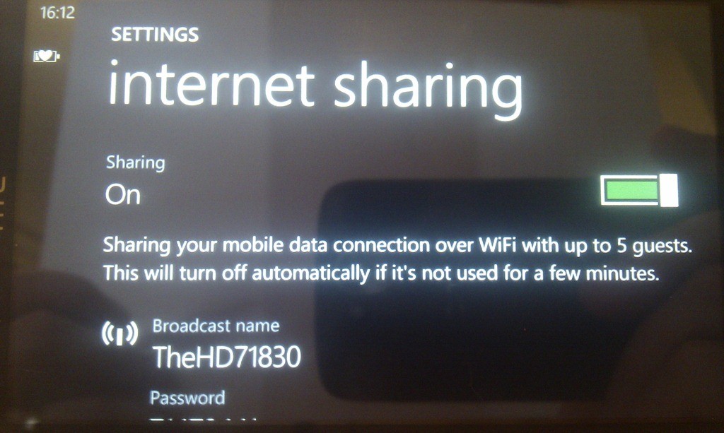 Windows Phone Internet Sharing On