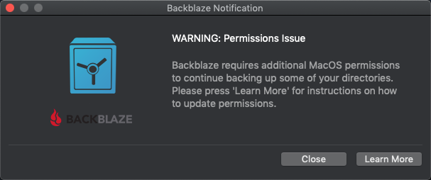 Backblaze notification