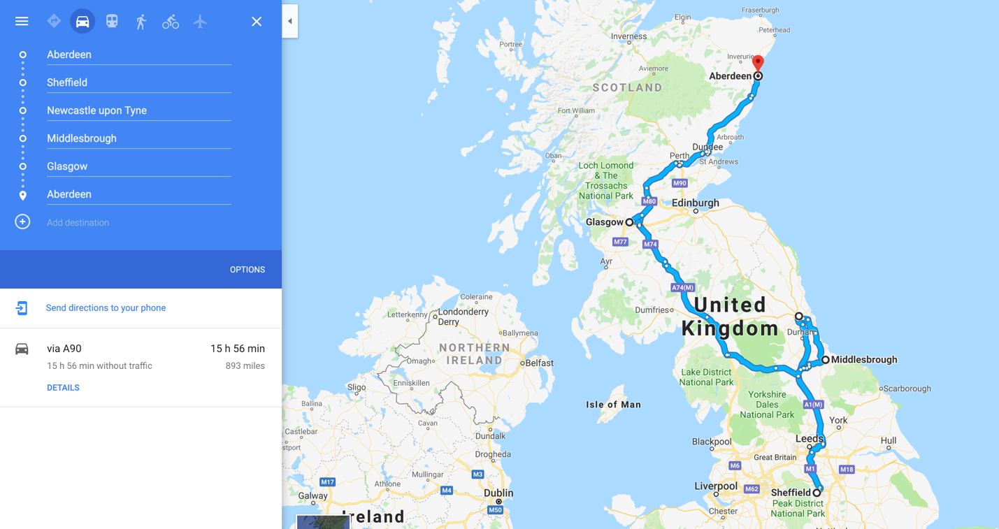 Google Map of the Tour